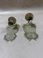 Pair Of Brass Pineapple Wall Candle Sconces