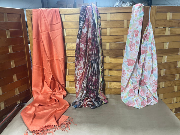 Coral Tone Scarf Lot, 3 pc