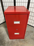 Red Metal Two Drawer File Cabinet