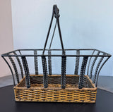 Woven Rattan & Braided Metal Basket