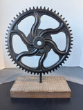 Rustic Decorative Heavyweight Cyan Gear Sculpture