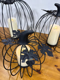 Black Wrought Iron Pumpkins With Battery Operated Candles - Set Of 3