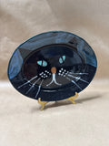 Handpainted Oval Cat Plate - Makers Stamp