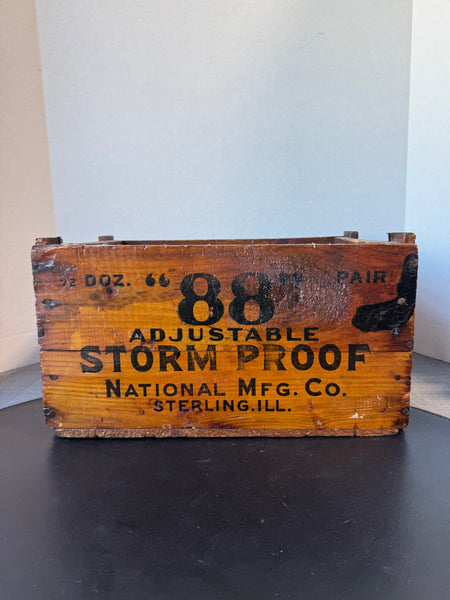 National Mfg. Co. Storm Proof Vintage Wooden Crate