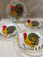 Set Of 4 Hand Painted Rooster Plates
