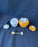 Lot Of 2 Small Honey Pots W/ Wooden Dipper