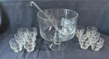 Clear Glass Punch Bowl Set-14 PCs