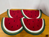 Set Of 4 Watermelon Slice Shaped Placemats
