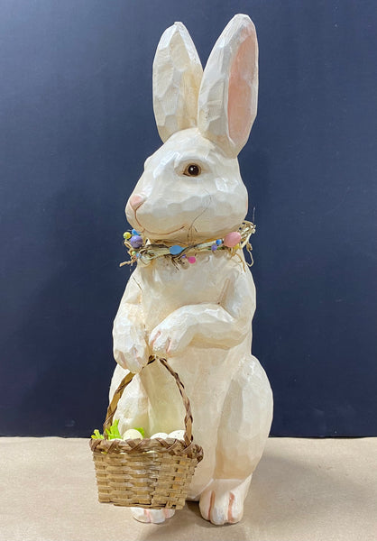 Easter Bunny With Basket Tabletop Statue