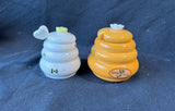 Lot Of 2 Small Honey Pots W/ Wooden Dipper