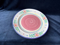 Jennifer Moore Hand Painter Floral Platter Pink Blue Made in Italy