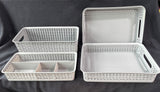 5-Piece Plastic Grey Storage Basket Lot
