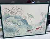 Asian Painting of Koi & Water Lilies on Silk