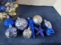 Assorted Blue/Silver Toned Ornaments