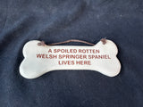 Smoky Mountain Pottery A Spoiled Rotten Welsh Springer Lives Here Hang Bone Sign