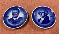 Set Of 2 Royal Copenhagen President Mini-plates, George Washington And Theodore Roosevelt