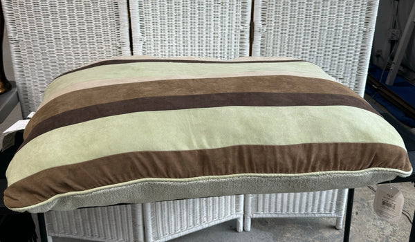 New Top Paw Sage Green & Brown Striped Microsuede Plus Pet Bed