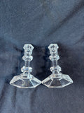 Pair Of Clear Glass Candlesticks Holders