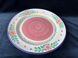 Jennifer Moore Hand Painter Floral Platter Pink Blue Made in Italy