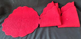 Set Of 5 Red Round Quilted Placemats *Read Description*