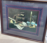 Large Music & Literature Print by William Harnett; Signed