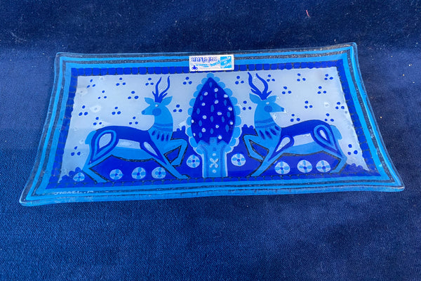 Art Glass Deer Dish Jewish Nahariya Hand Made Israel Andreas Meyer Judaica