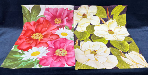 Pair Of Floral Garden Flags