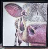 Close-Up Cow Print on Canvas / Framed