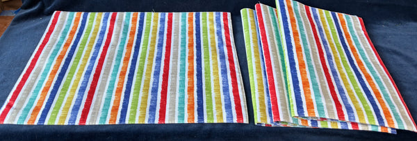 Set Of 4 Multi Colored Striped Placemats