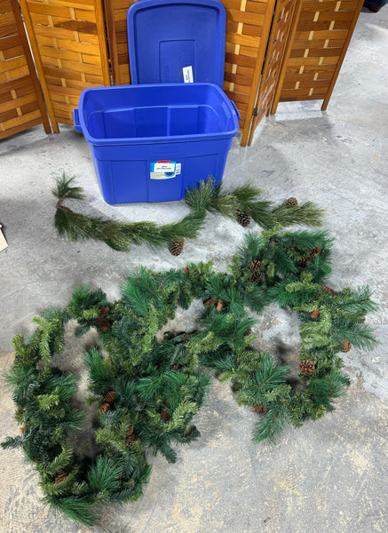 Bin of 16ft of Quality Faux Fir & Pinecone Christmas Garland