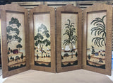 Coastal Folk Art 4-Panel Screen