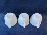 Set Of 3 Vintage Pyrex White Milk Glass Coffee Mugs/ Tea Cups