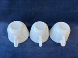 Set Of 3 Vintage Pyrex White Milk Glass Coffee Mugs/ Tea Cups