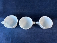 Set Of 3 Vintage Pyrex White Milk Glass Coffee Mugs/ Tea Cups
