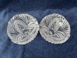 Pair Of Crystal Candlesticks Crystal Frosted Clear Leaf Pattern