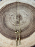 18K Gold Bow Necklace with Tassel Fringe (15.8g)