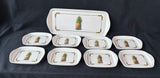 Pineapple Melamine Serving Tray And Appetizer Plates Lot- 9 PCs