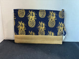 Gold/Navy Blue Tone Pineapple Makeup Pouch
