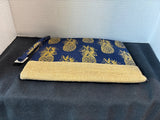 Gold/Navy Blue Tone Pineapple Makeup Pouch