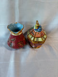 Tracy Porter Artesian Road Hand Painted Sugar Bowl Dish And Creamer
