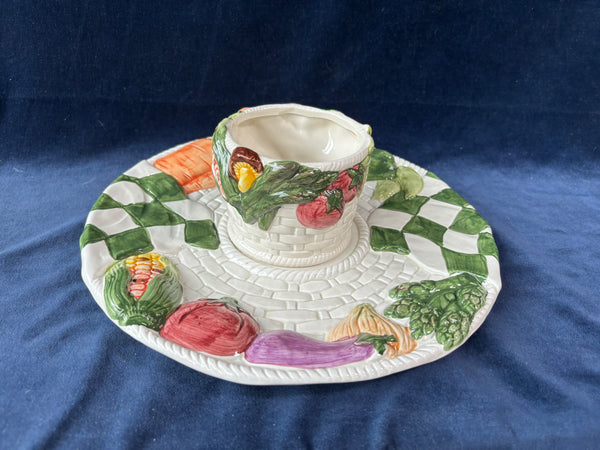 Hand-painted Vegetable Basket Chip N’ Dip Set