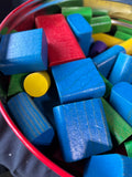 Assorted Lot Of Wooden Playing Blocks