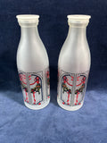 Pair Of Frosted Hand Painted Bottles