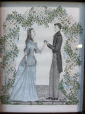 Signed Couple Holding Hands Original Drawing