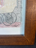 Signed Woman In Front Of Dress Shop Original Drawing