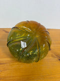 Pier 1 Crackle Blown Glass Pumpkin Blue Amber
