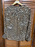 Chicos Leopard Print Button Up Blouse, Size 0