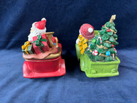 Pair Of Christmas Tabletop Decor Car Figurines