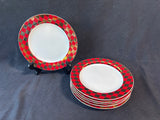 Set Of 6 Gold/Red Tone Linen N Things Plates