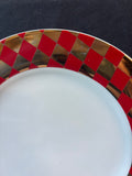 Set Of 6 Gold/Red Tone Linen N Things Plates